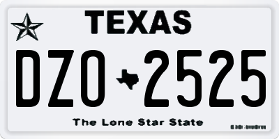 TX license plate DZO2525