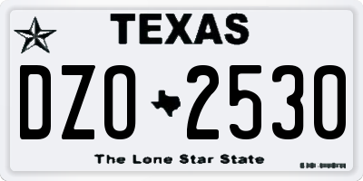 TX license plate DZO2530