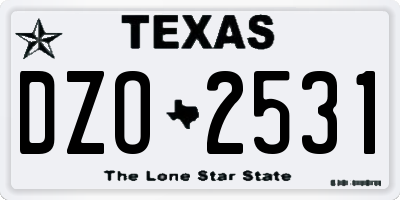 TX license plate DZO2531