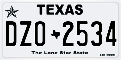 TX license plate DZO2534