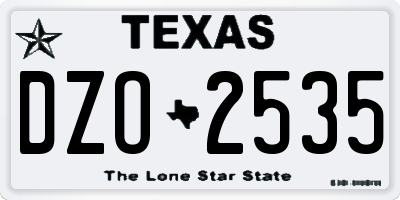 TX license plate DZO2535