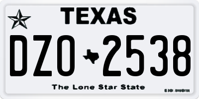 TX license plate DZO2538