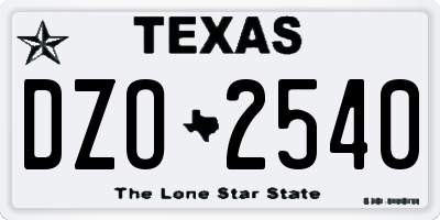 TX license plate DZO2540
