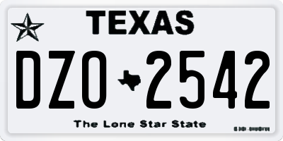 TX license plate DZO2542