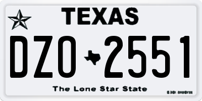 TX license plate DZO2551