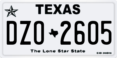 TX license plate DZO2605