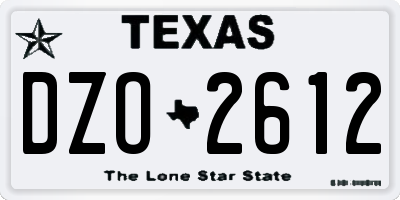 TX license plate DZO2612