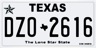 TX license plate DZO2616