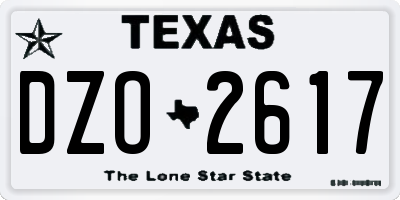 TX license plate DZO2617