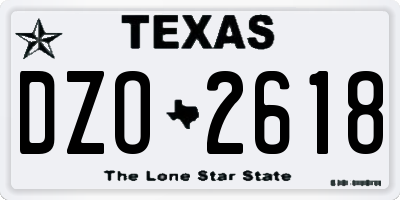 TX license plate DZO2618