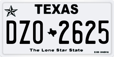 TX license plate DZO2625