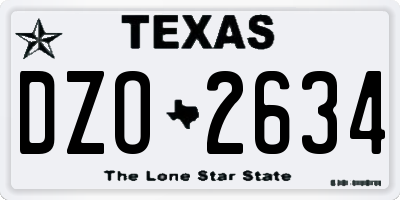 TX license plate DZO2634