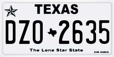 TX license plate DZO2635