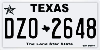 TX license plate DZO2648