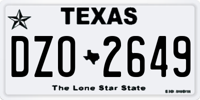 TX license plate DZO2649