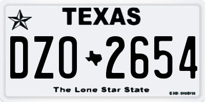 TX license plate DZO2654
