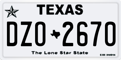 TX license plate DZO2670