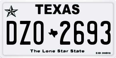 TX license plate DZO2693