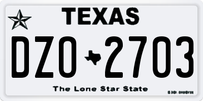 TX license plate DZO2703