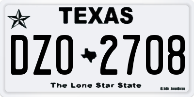 TX license plate DZO2708