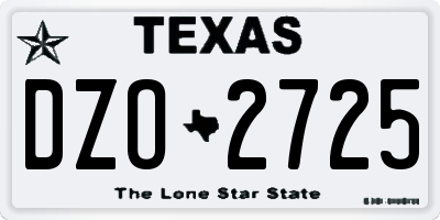 TX license plate DZO2725