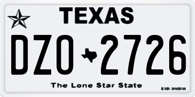 TX license plate DZO2726