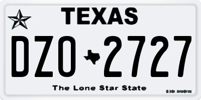 TX license plate DZO2727