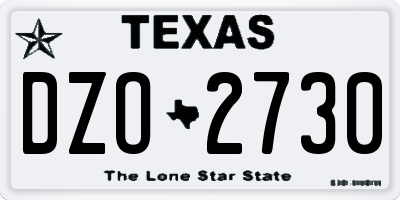 TX license plate DZO2730