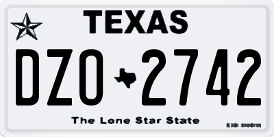 TX license plate DZO2742