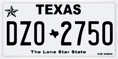 TX license plate DZO2750
