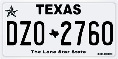 TX license plate DZO2760