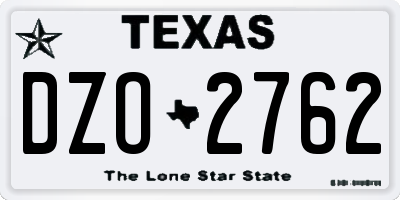 TX license plate DZO2762