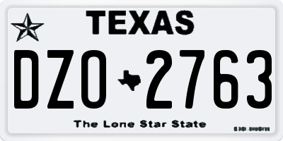 TX license plate DZO2763