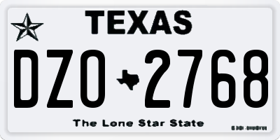 TX license plate DZO2768