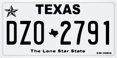 TX license plate DZO2791