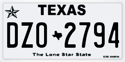 TX license plate DZO2794