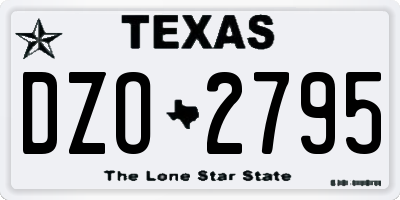 TX license plate DZO2795