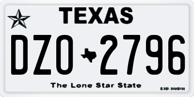 TX license plate DZO2796