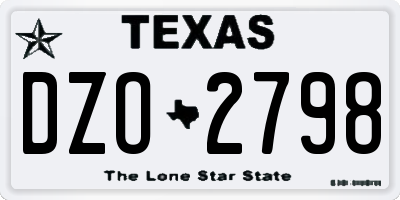 TX license plate DZO2798