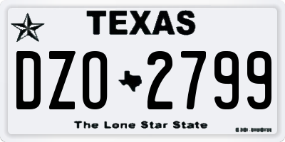 TX license plate DZO2799