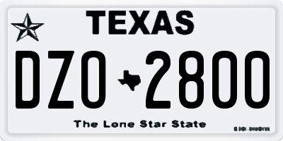 TX license plate DZO2800