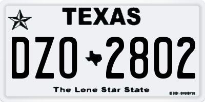 TX license plate DZO2802