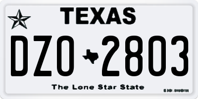 TX license plate DZO2803