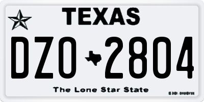 TX license plate DZO2804