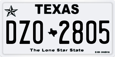 TX license plate DZO2805