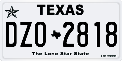 TX license plate DZO2818
