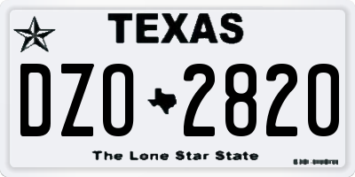 TX license plate DZO2820
