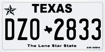 TX license plate DZO2833