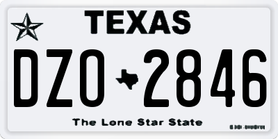 TX license plate DZO2846