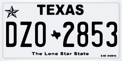 TX license plate DZO2853